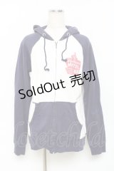 HYSTERIC GLAMOUR / Hysteric motel パーカー F 白×紺 Y-25-11-09-075-PU-TO-SZ-ZY