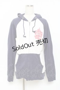 HYSTERIC GLAMOUR / Hysteric motel パーカー F 白×紺 Y-25-11-09-075-PU-TO-SZ-ZY
