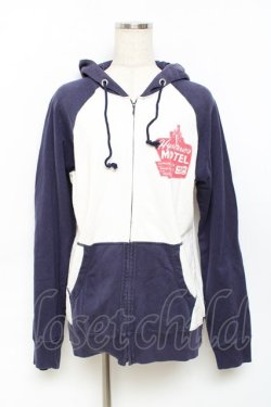画像1: HYSTERIC GLAMOUR / Hysteric motel パーカー F 白×紺 Y-25-11-09-075-PU-TO-SZ-ZY