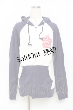 画像1: HYSTERIC GLAMOUR / Hysteric motel パーカー F 白×紺 Y-25-11-09-075-PU-TO-SZ-ZY
