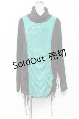 Ozz conte / サイドドロストロングトップス  黒×グリーン Y-25-11-09-078-OO-TO-SZ-ZY