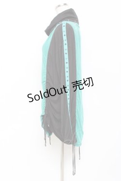 画像2: Ozz conte / サイドドロストロングトップス  黒×グリーン Y-25-11-09-078-OO-TO-SZ-ZY