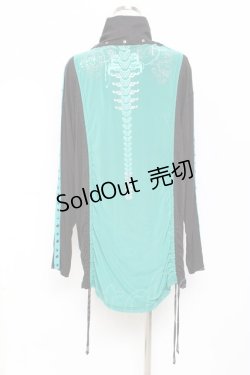 画像3: Ozz conte / サイドドロストロングトップス  黒×グリーン Y-25-11-09-078-OO-TO-SZ-ZY