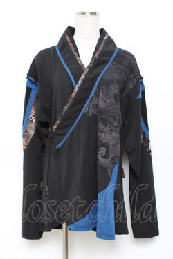 画像1: Ozz oneste / 着物襟ブラウス  黒 Y-25-11-09-080-OO-BL-SZ-ZY