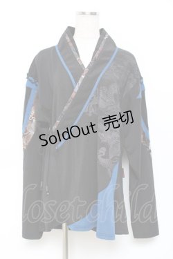 画像1: Ozz oneste / 着物襟ブラウス  黒 Y-25-11-09-080-OO-BL-SZ-ZY