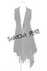 Ozz Croce / アシンメトリーロングフードベスト  黒 Y-25-11-09-085-OO-TO-SZ-ZY