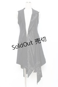 Ozz Croce / アシンメトリーロングフードベスト  黒 Y-25-11-09-085-OO-TO-SZ-ZY