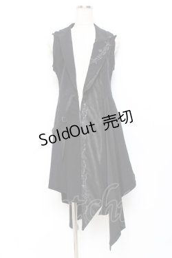 画像1: Ozz Croce / アシンメトリーロングフードベスト  黒 Y-25-11-09-085-OO-TO-SZ-ZY