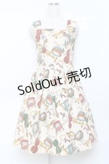 Jane Marple / 楽器柄ジャンパースカート M 生成り Y-25-11-09-088-JM-OP-SZ-ZY