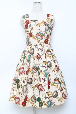 画像1: Jane Marple / 楽器柄ジャンパースカート M 生成り Y-25-11-09-088-JM-OP-SZ-ZY