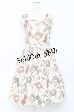 画像1: Jane Marple / 楽器柄ジャンパースカート M 生成り Y-25-11-09-088-JM-OP-SZ-ZY