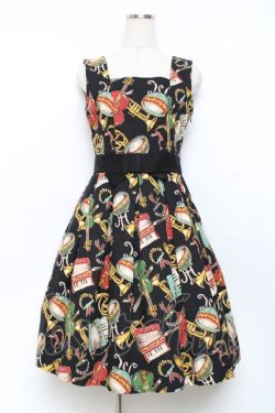 画像1: Jane Marple / 楽器柄ジャンパースカート M 黒 Y-25-11-09-089-JM-OP-SZ-ZY