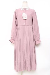 m petit by misako / レース襟プリーツワンピース  ピンク Y-25-11-09-094-LO-OP-SZ-ZY