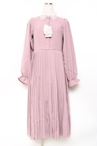 m petit by misako / レース襟プリーツワンピース  ピンク Y-25-11-09-094-LO-OP-SZ-ZY
