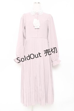 画像1: m petit by misako / レース襟プリーツワンピース  ピンク Y-25-11-09-094-LO-OP-SZ-ZY