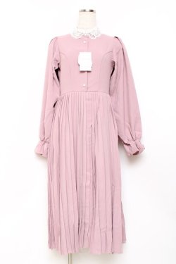 画像1: m petit by misako / レース襟プリーツワンピース  ピンク Y-25-11-09-095-LO-OP-SZ-ZY
