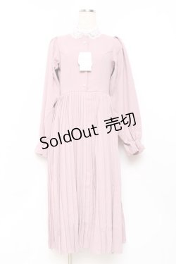 画像1: m petit by misako / レース襟プリーツワンピース  ピンク Y-25-11-09-095-LO-OP-SZ-ZY