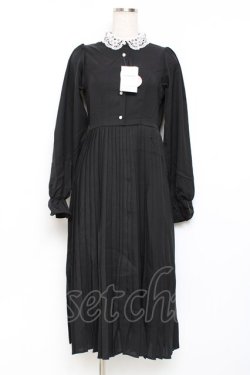 画像1: m petit by misako / レース襟プリーツワンピース  黒 Y-25-11-09-097-LO-OP-SZ-ZY