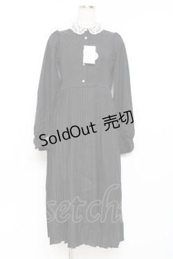 画像1: m petit by misako / レース襟プリーツワンピース  黒 Y-25-11-09-097-LO-OP-SZ-ZY