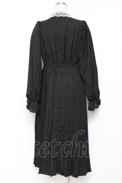 画像2: m petit by misako / レース襟プリーツワンピース  黒 Y-25-11-09-097-LO-OP-SZ-ZY