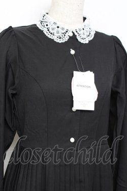 画像3: m petit by misako / レース襟プリーツワンピース  黒 Y-25-11-09-097-LO-OP-SZ-ZY