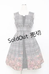 axes femme / チェック×花柄ワンピース  黒 Y-25-11-09-099-AX-OP-SZ-ZY