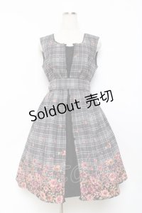 axes femme / チェック×花柄ワンピース  黒 Y-25-11-09-099-AX-OP-SZ-ZY