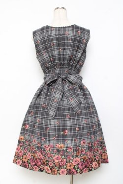 画像2: axes femme / チェック×花柄ワンピース  黒 Y-25-11-09-099-AX-OP-SZ-ZY