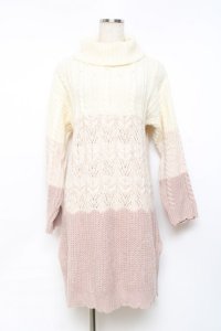 axes femme / グラデーションニットワンピース M 淡ピンク Y-25-11-09-101-AX-OP-SZ-ZY