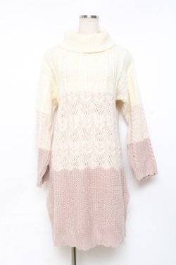 画像1: axes femme / グラデーションニットワンピース M 淡ピンク Y-25-11-09-101-AX-OP-SZ-ZY