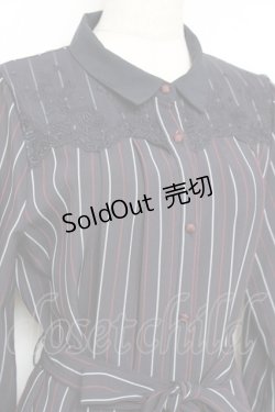 画像3: axes femme / ブローチ付バイカラーワンピース  紺 Y-25-11-09-103-AX-OP-SZ-ZY