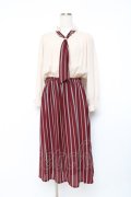 axes femme / マルチストライプドッキングワンピース M ワイン Y-25-11-09-105-AX-OP-SZ-ZY