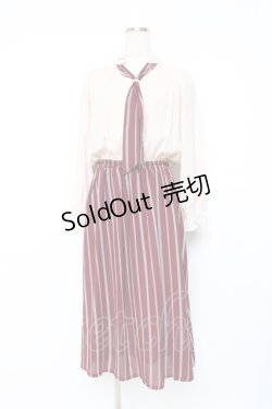 画像1: axes femme / マルチストライプドッキングワンピース M ワイン Y-25-11-09-105-AX-OP-SZ-ZY