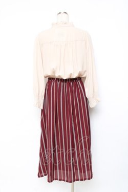 画像2: axes femme / マルチストライプドッキングワンピース M ワイン Y-25-11-09-105-AX-OP-SZ-ZY