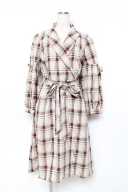 画像1: axes femme / カシュクール襟ワンピース M ベージュ Y-25-11-09-106-AX-OP-SZ-ZY