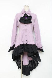 MARBLE / ゴシック調ダイヤカットタイ付きブラウス型ワンピース  ラベンダー Y-25-11-09-107-GO-OP-SZ-ZY