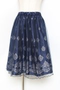axes femme / オーナメント柄チュールスカート M 紺 Y-25-11-09-118-AX-SK-SZ-ZY