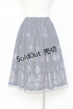 画像2: axes femme / オーナメント柄チュールスカート M 紺 Y-25-11-09-118-AX-SK-SZ-ZY