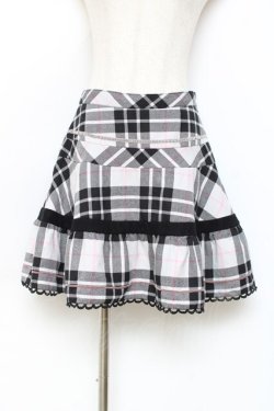 画像1: MILK / クチュールチェックスカート  ブラック×グレーチェック Y-25-11-09-128-ML-SK-SZ-ZY