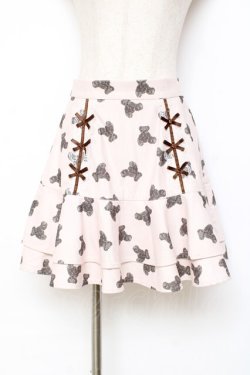 画像1: Ank Rouge / ベア柄スカート  ピンク Y-25-11-09-131-CA-SK-SZ-ZY