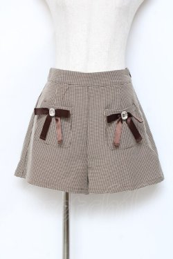 画像1: Ank Rouge / 千鳥柄キュロット  ブラウン Y-25-11-09-134-CA-PA-SZ-ZY