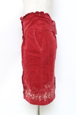 画像2: LIZ LISA / 音符刺繍コーデュロイスカート 0 赤 Y-25-11-09-136-LO-SK-SZ-ZY
