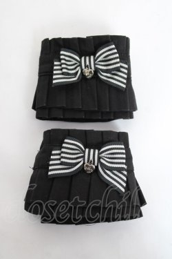 画像1: Angelic Pretty / ストライプリボンカフス  黒 Y-25-11-09-022-AP-ZA-SZ-ZY