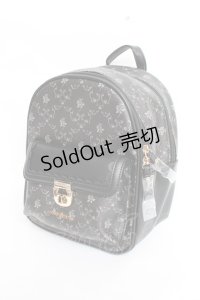 axes femme / 薔薇モチーフプリントリュック  黒 Y-25-11-15-044-AX-BG-SZ-ZY