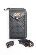 axes femme / ローズ型押しスマホポシェット  黒 Y-25-11-15-046-AX-BG-SZ-ZY