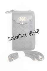 axes femme / ローズ型押しスマホポシェット  黒 Y-25-11-15-046-AX-BG-SZ-ZY