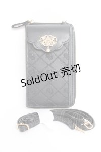 axes femme / ローズ型押しスマホポシェット  黒 Y-25-11-15-046-AX-BG-SZ-ZY