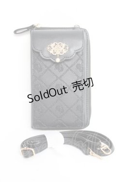 画像1: axes femme / ローズ型押しスマホポシェット  黒 Y-25-11-15-046-AX-BG-SZ-ZY