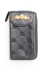 axes femme / 花モチーフキルトポシェット  黒 Y-25-11-15-047-AX-BG-SZ-ZT450