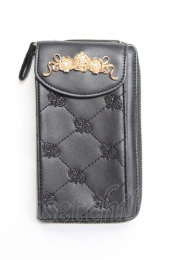 画像1: axes femme / 花モチーフキルトポシェット  黒 Y-25-11-15-047-AX-BG-SZ-ZY